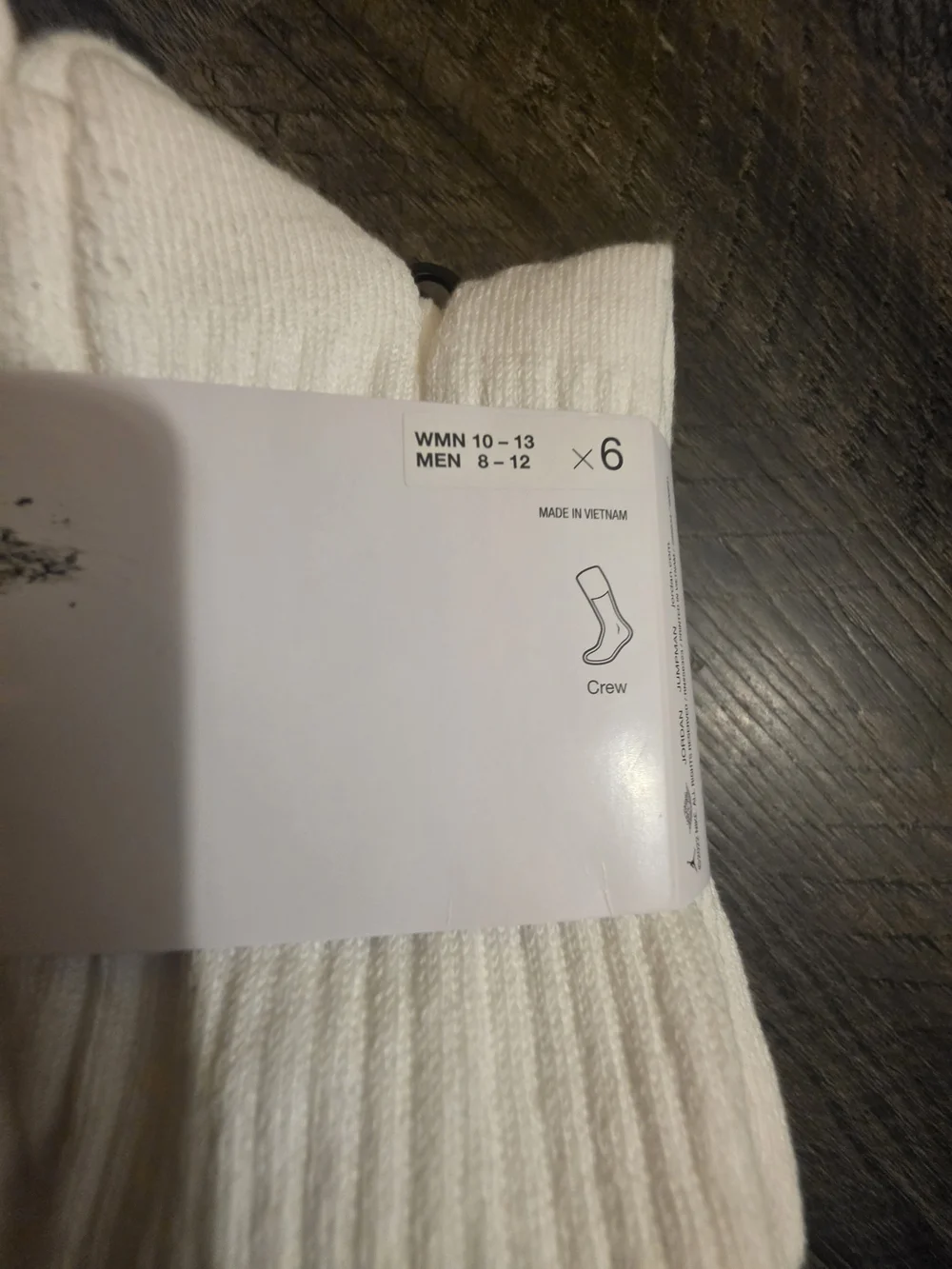 Jordan White Crew Athletic Socks 6 Pack Size L